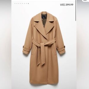 Mango Camel Belted Trench Coat